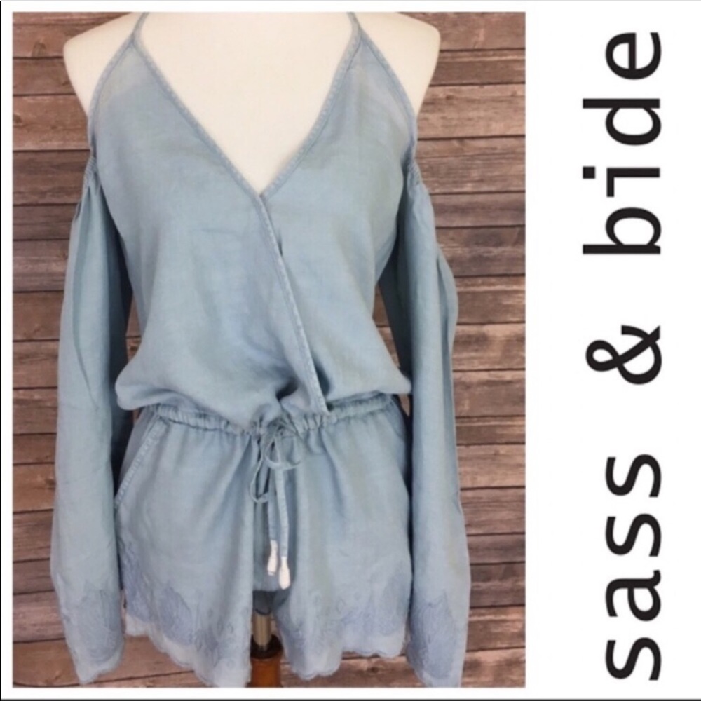 Sass & Bide chambray cold shoulder romper